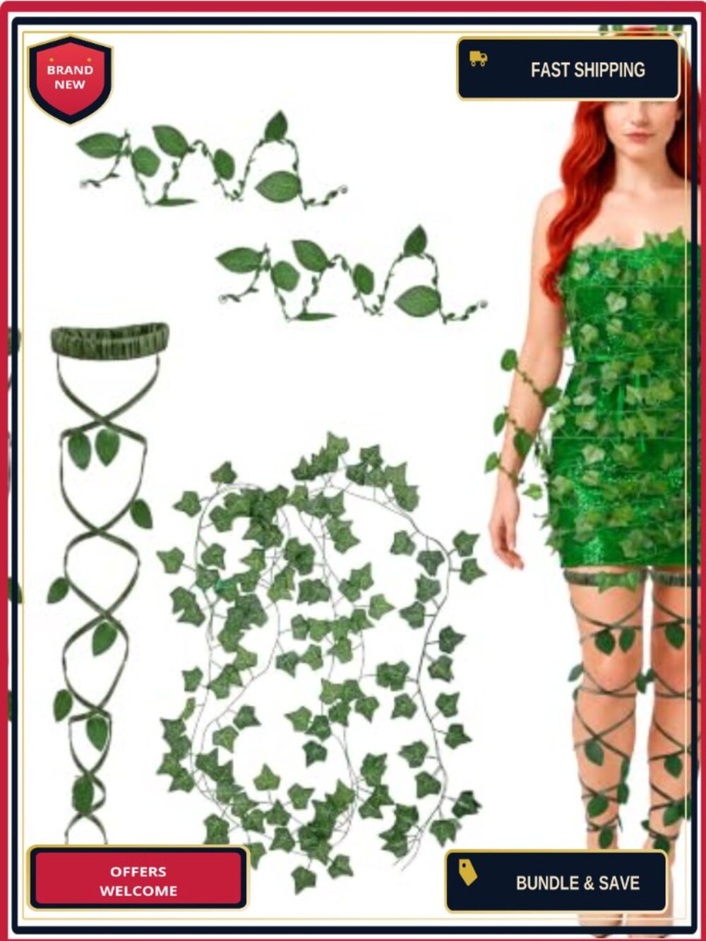 6 Pc Halloween Ivy Costume Accessories Fairy Arm Leg Wrap Set